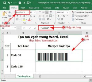 Cách tạo mã vạch trên Excel
